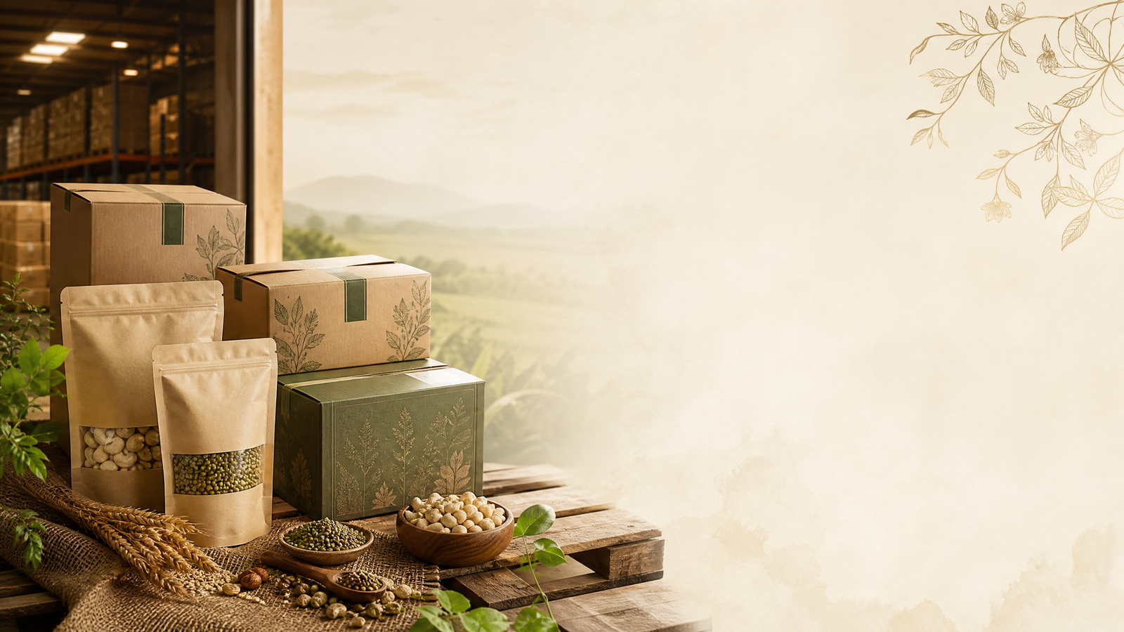 Packed Indian agro-food products ready for export